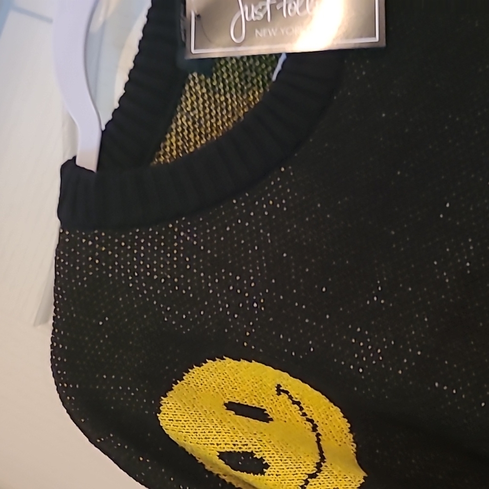 JUST POLLY NEW YORK BLACK YELLOW SMILE FACE DESIGN - Picture 3 of 8